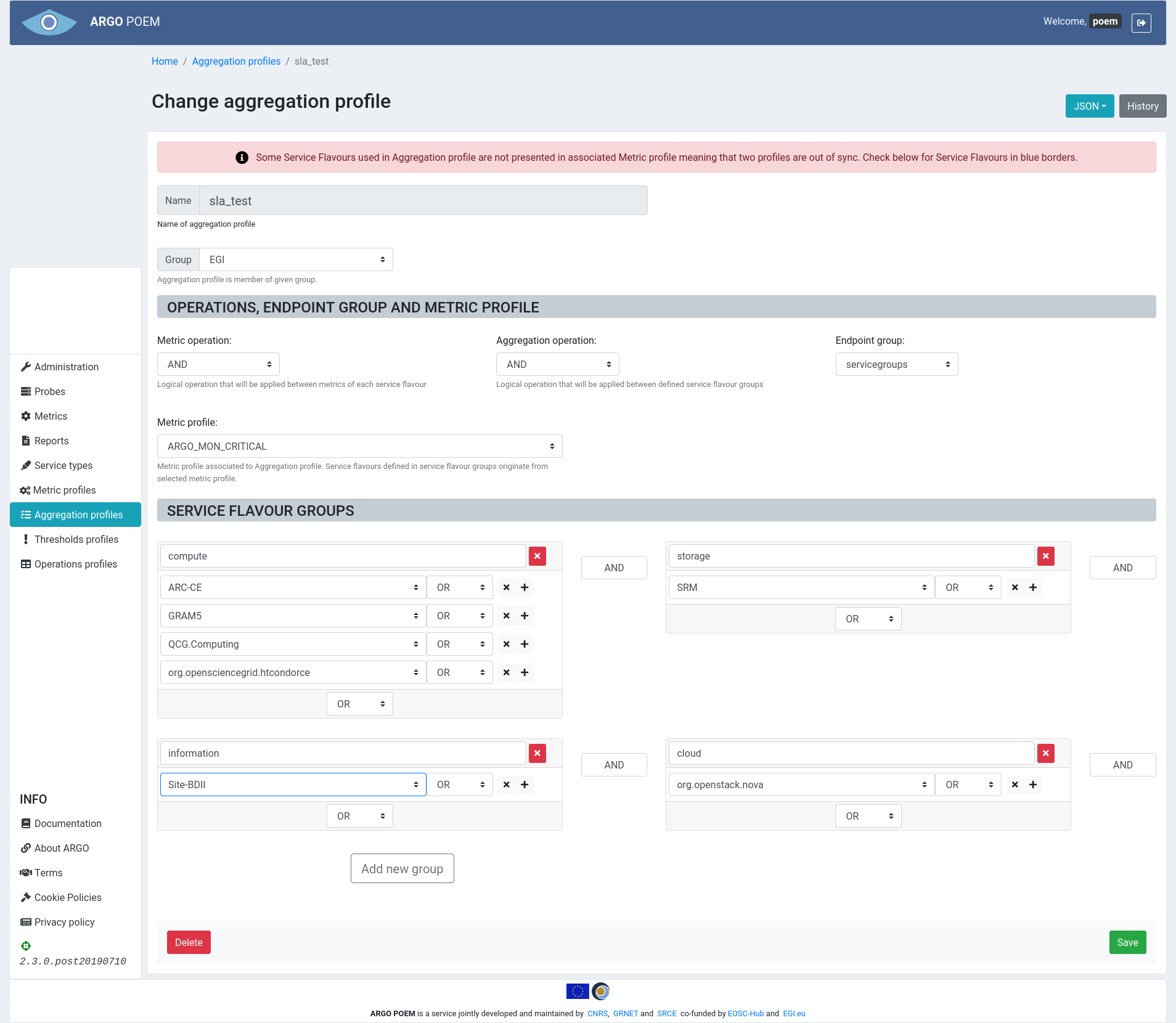 Tenant Aggregation Profile Details