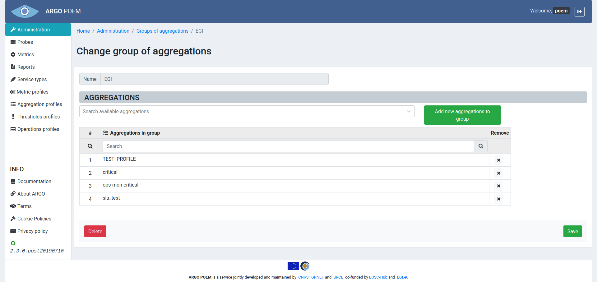 Tenant Group of aggregations