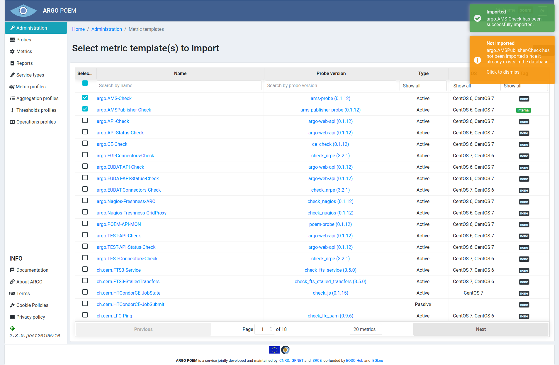 Tenant Metric Templates Notification