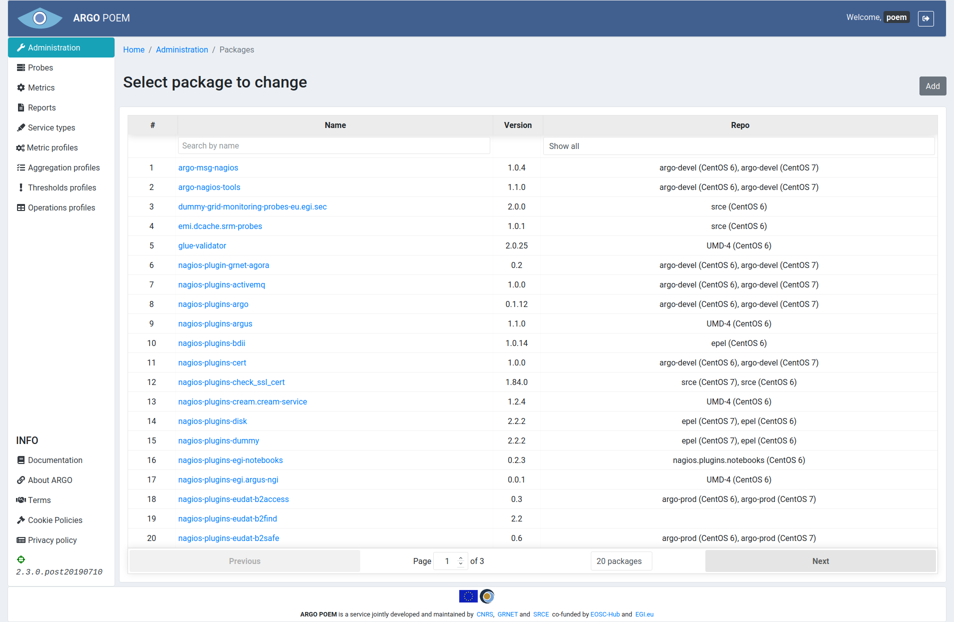 Tenant Package List