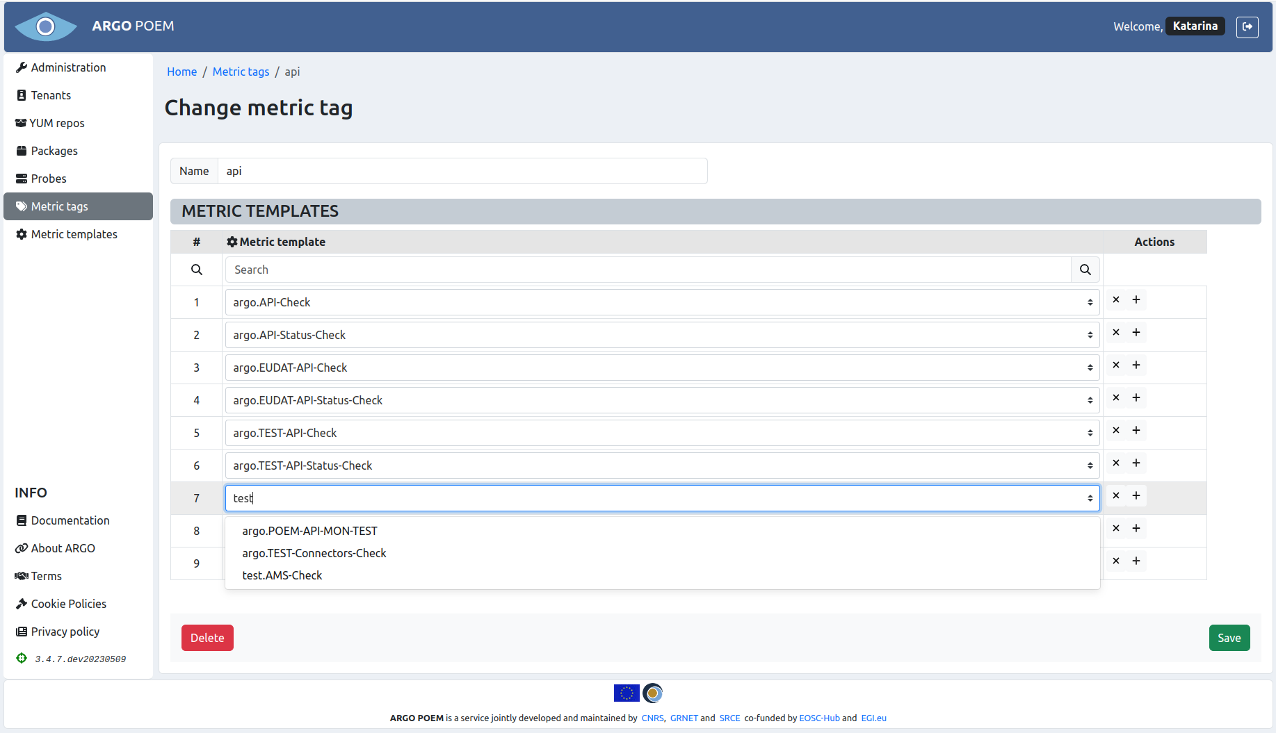 SuperAdmin metric tag adding new metric template