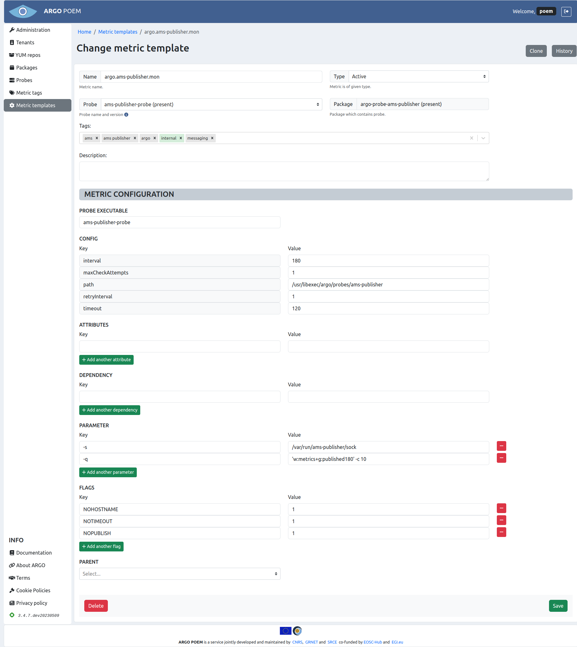 SuperAdmin active metric template