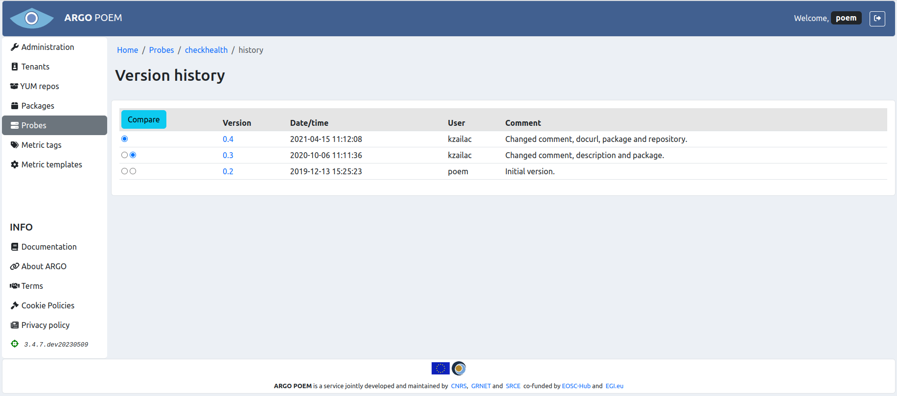 SuperAdmin Probe History