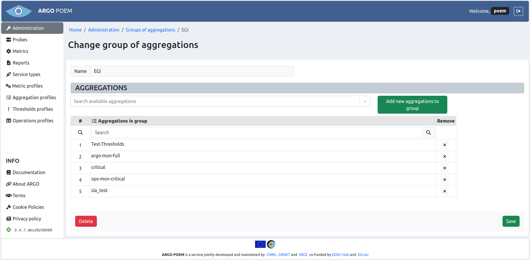Tenant Group of aggregations