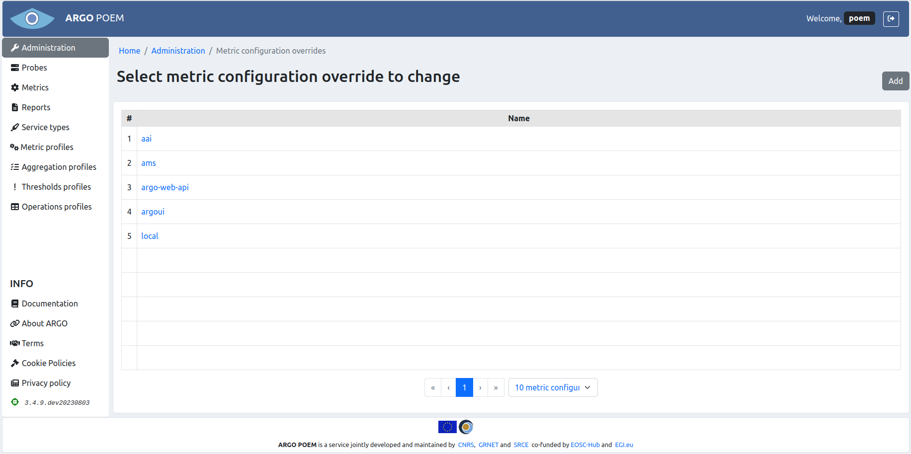 Tenant metric overrides