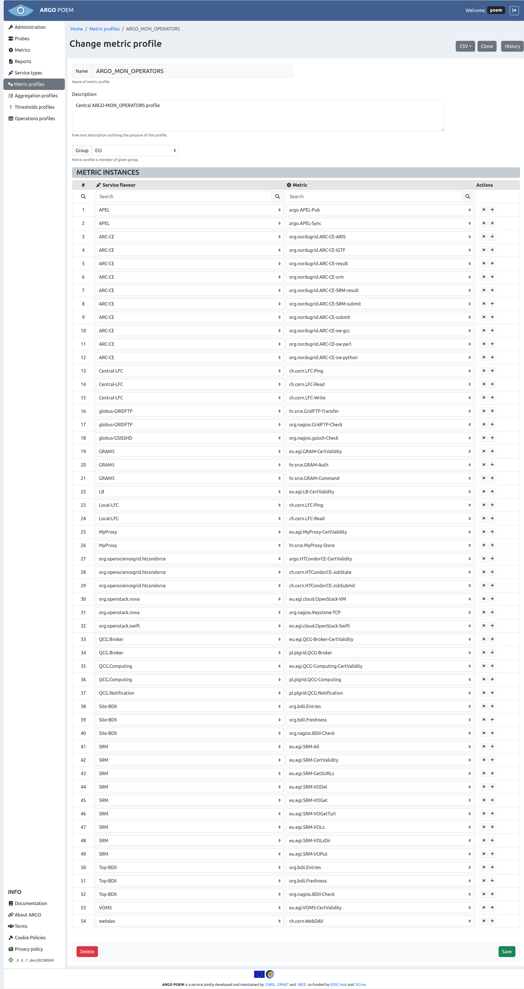 Tenant Metric Profile Details
