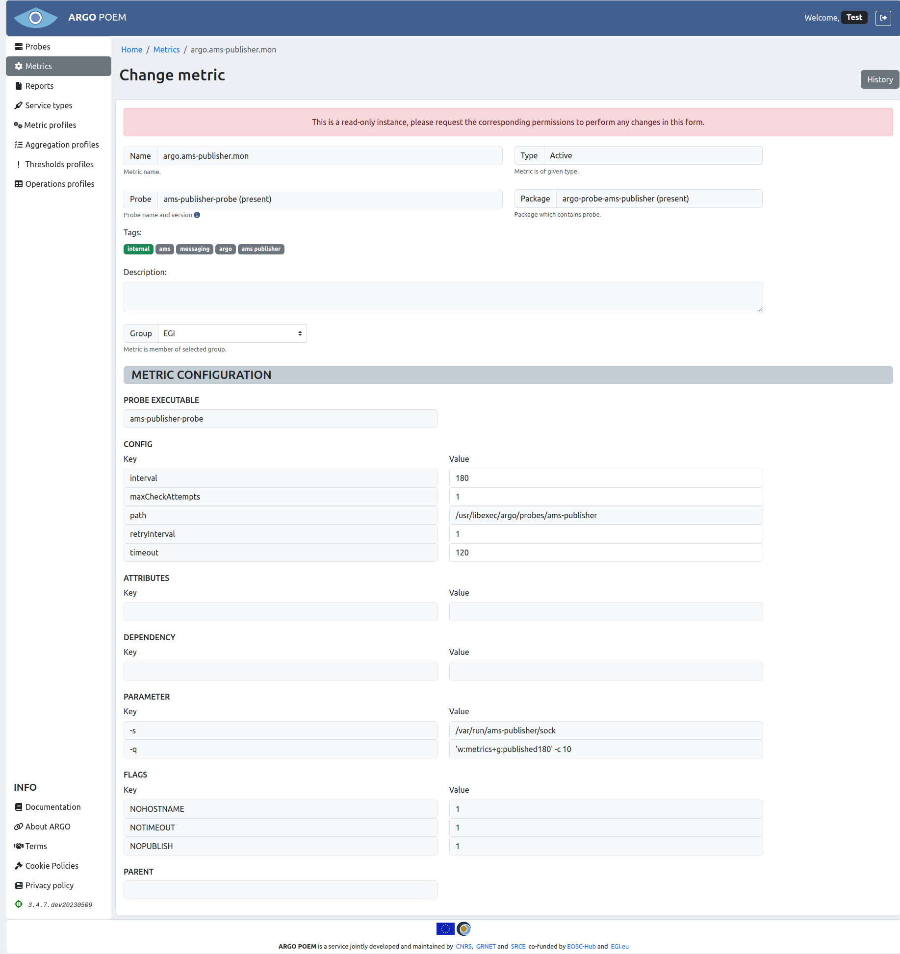 Tenant Metric Readonly