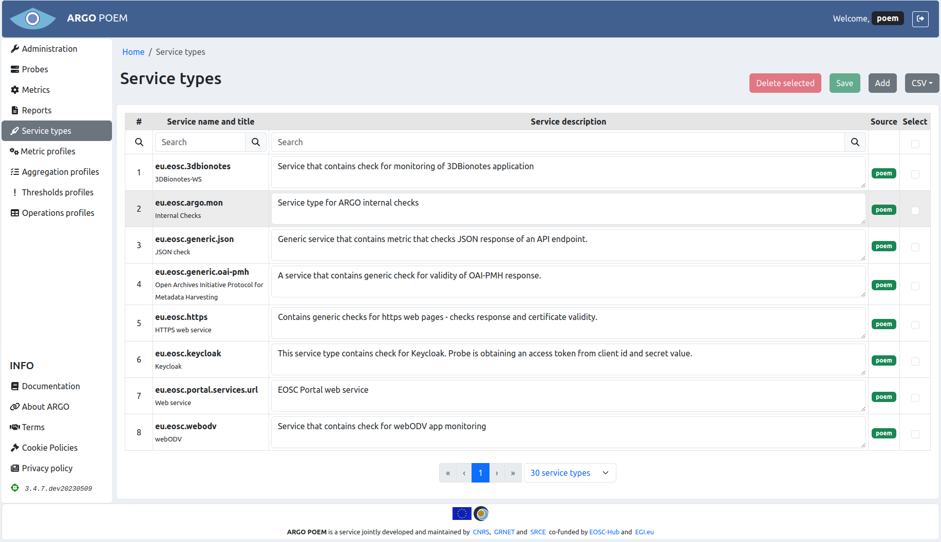 Tenant Service Types with Titles