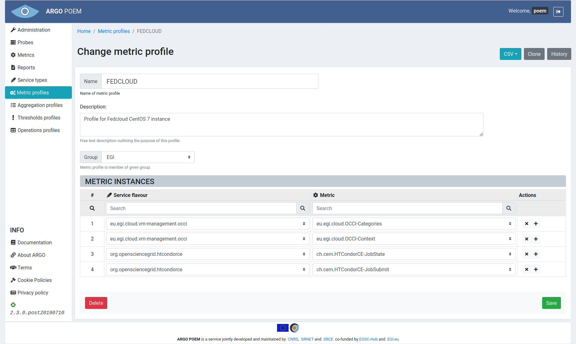 Tenant Metric Profile Details